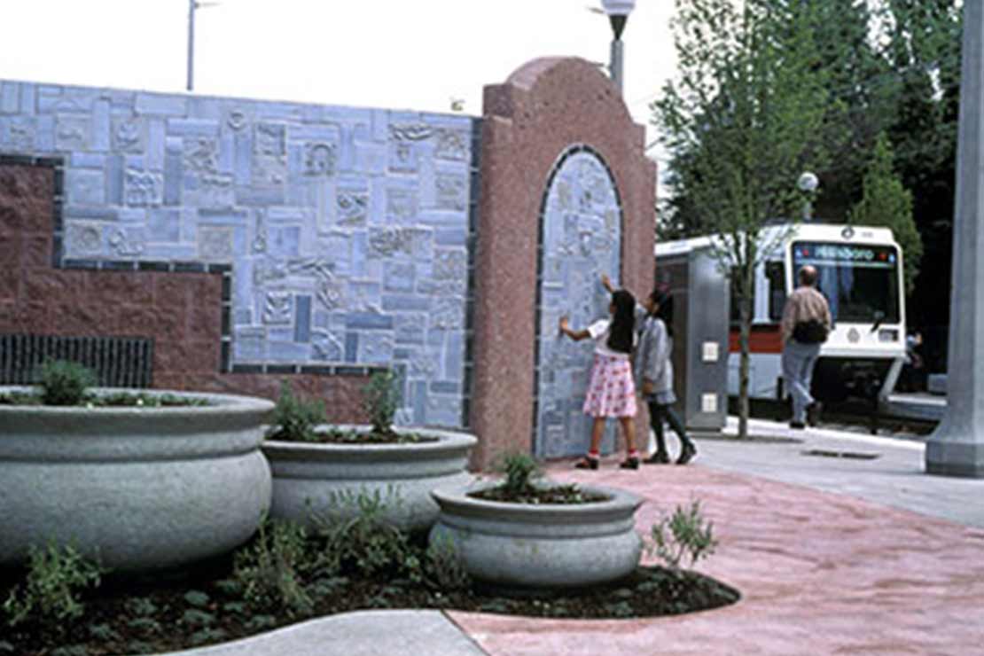 Tile wall and planters