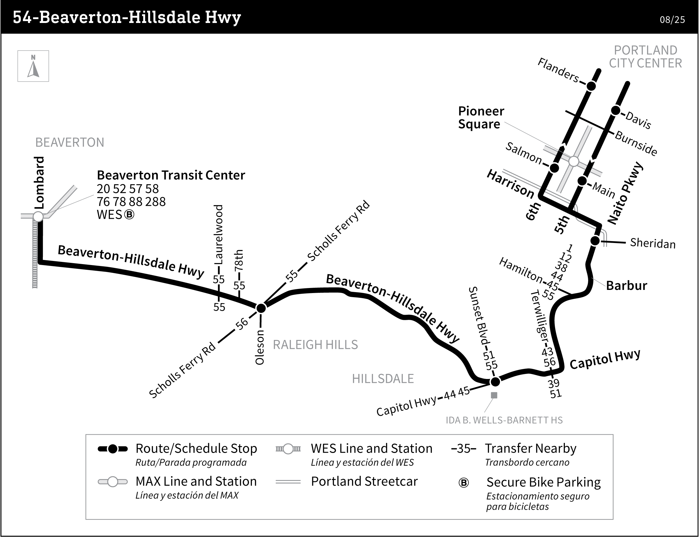 Bus line 54 route map